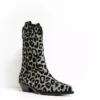 Dolce & Gabbana Women's Elegant Black Leopard Texan Boots with Silver Accents