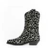 Dolce & Gabbana Women's Elegant Black Leopard Texan Boots with Silver Accents