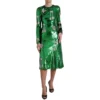 Dolce & Gabbana Women's Elegant Below Knee Green Embroidered Dress