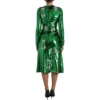 Dolce & Gabbana Women's Elegant Below Knee Green Embroidered Dress