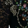 Dolce & Gabbana Women's Crystal Embellished Navy Blue Flare Dress