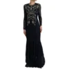 Dolce & Gabbana Women's Crystal Embellished Navy Blue Flare Dress