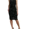 Dolce & Gabbana Women's Exquisite Black Floral Lace Crystal Sheath Dress