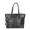 Plein Sport Women's Sleek Black Designer Shopping Bag with Logo Print