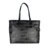 Plein Sport Women's Sleek Black Designer Shopping Bag with Logo Print
