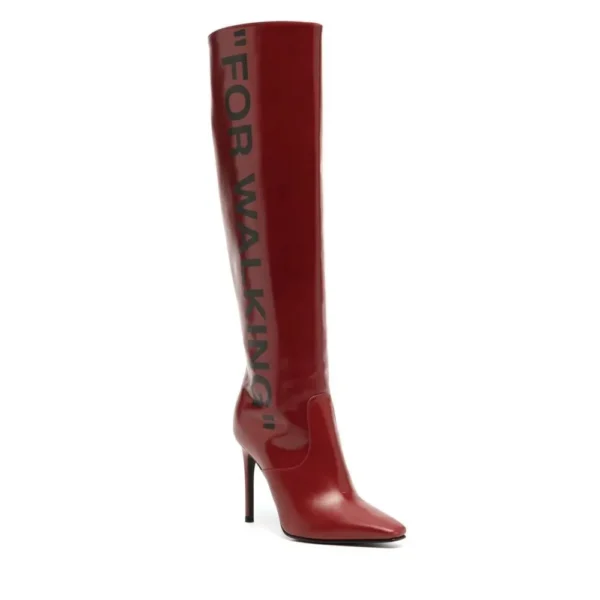 Off-White Women's Chic Scarlet Patent Leather Stiletto Boots