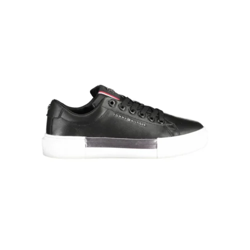 Tommy Hilfiger Women's Black Leather Women Sneaker