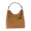 Michael Kors Women's Joan Large Signature Leather Slouchy Shoulder Bag Handbag (Luggage Multi Signature)