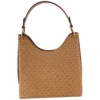 Michael Kors Women's Joan Large Signature Leather Slouchy Shoulder Bag Handbag (Luggage Multi Signature)