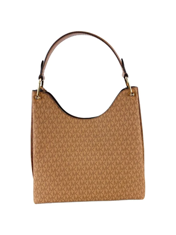 Michael Kors Women's Joan Large Signature Leather Slouchy Shoulder Bag Handbag (Luggage Multi Signature)