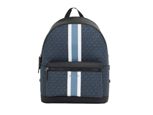 Michael Kors Women's Cooper Large Signature PVC Varsity Stripe Backpack Bookbag (Admiral Multi)