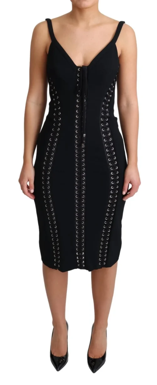 Dolce & Gabbana Women's Elegant Black Bodycon Zip Dress