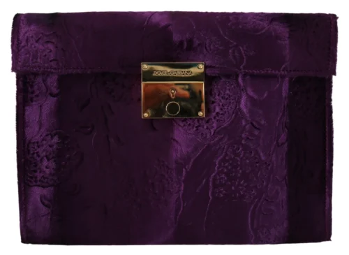 Dolce & Gabbana Women's Chic Velvet Crocodile-Print Clutch Bag