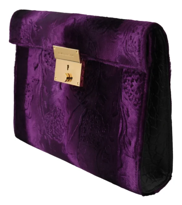 Dolce & Gabbana Women's Chic Velvet Crocodile-Print Clutch Bag