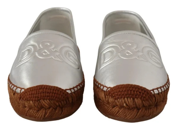Dolce & Gabbana Women's Silver Leather Flat Espadrilles