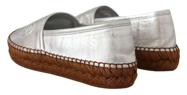 Dolce & Gabbana Women's Silver Leather Flat Espadrilles