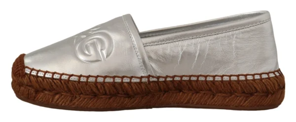 Dolce & Gabbana Women's Silver Leather Flat Espadrilles