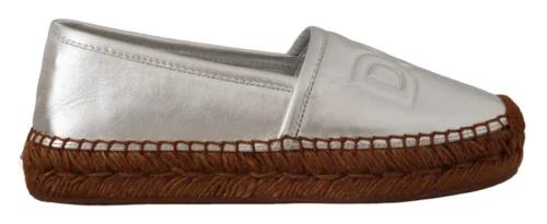 Dolce & Gabbana Women's Silver Leather Flat Espadrilles
