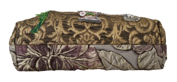 Dolce & Gabbana Women's Elegant Gold Silk Evening Clutch With Exotic Accents
