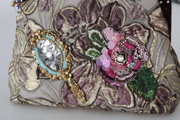 Dolce & Gabbana Women's Elegant Gold Silk Evening Clutch With Exotic Accents