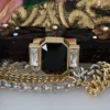 Dolce & Gabbana Women's Elegant Gold Silk Evening Clutch With Exotic Accents