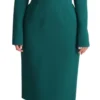 Dolce & Gabbana Women's Emerald Wool Crepe Midi Dress With Crystal Brooches