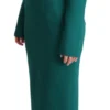 Dolce & Gabbana Women's Emerald Wool Crepe Midi Dress With Crystal Brooches