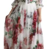 Dolce & Gabbana Women's Elegant Floral Scarf Neck Pleated Gown