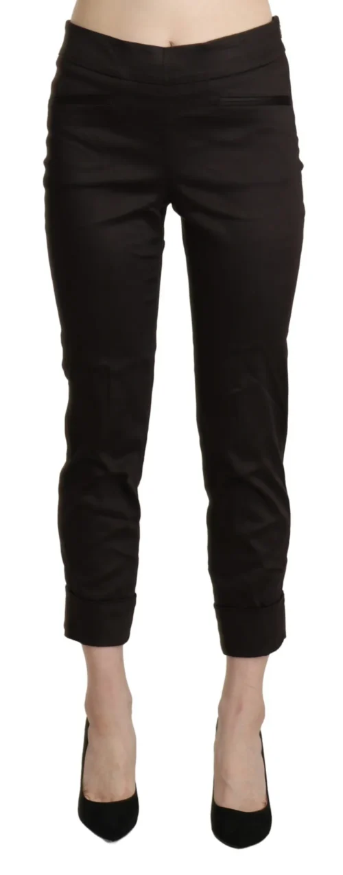 BENCIVENGA Women's Chic Brown Mid-Waist Skinny Cropped Pants
