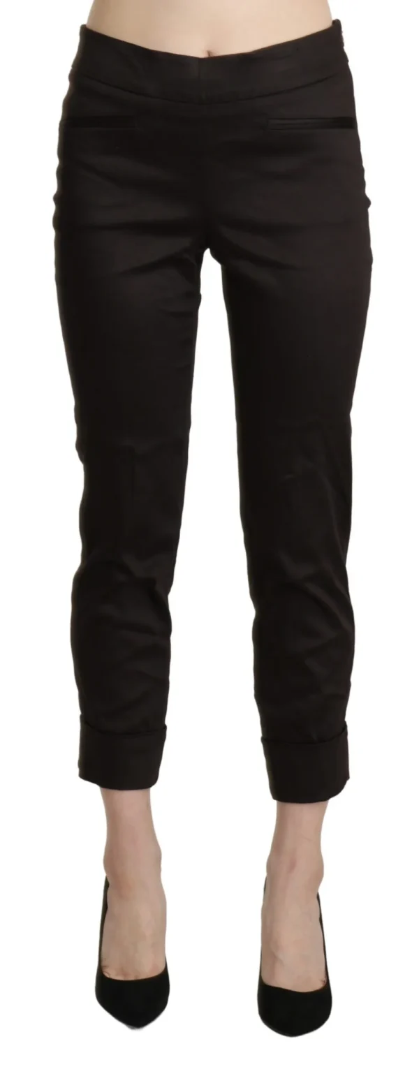 BENCIVENGA Women's Chic Brown Mid-Waist Skinny Cropped Pants