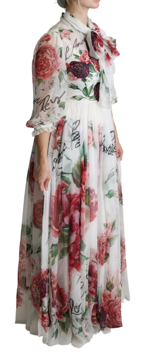 Dolce & Gabbana Women's Elegant Floral Scarf Neck Pleated Gown