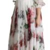 Dolce & Gabbana Women's Elegant Floral Scarf Neck Pleated Gown