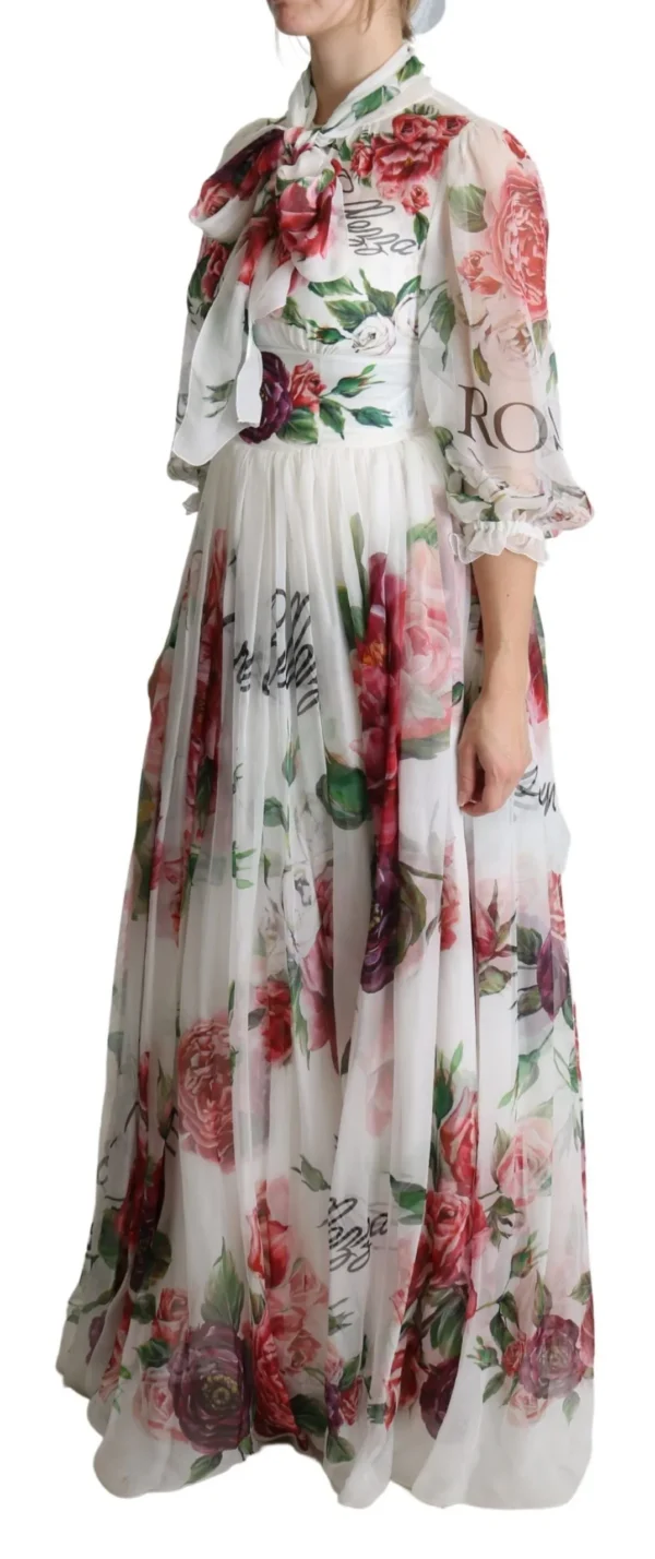 Dolce & Gabbana Women's Elegant Floral Scarf Neck Pleated Gown