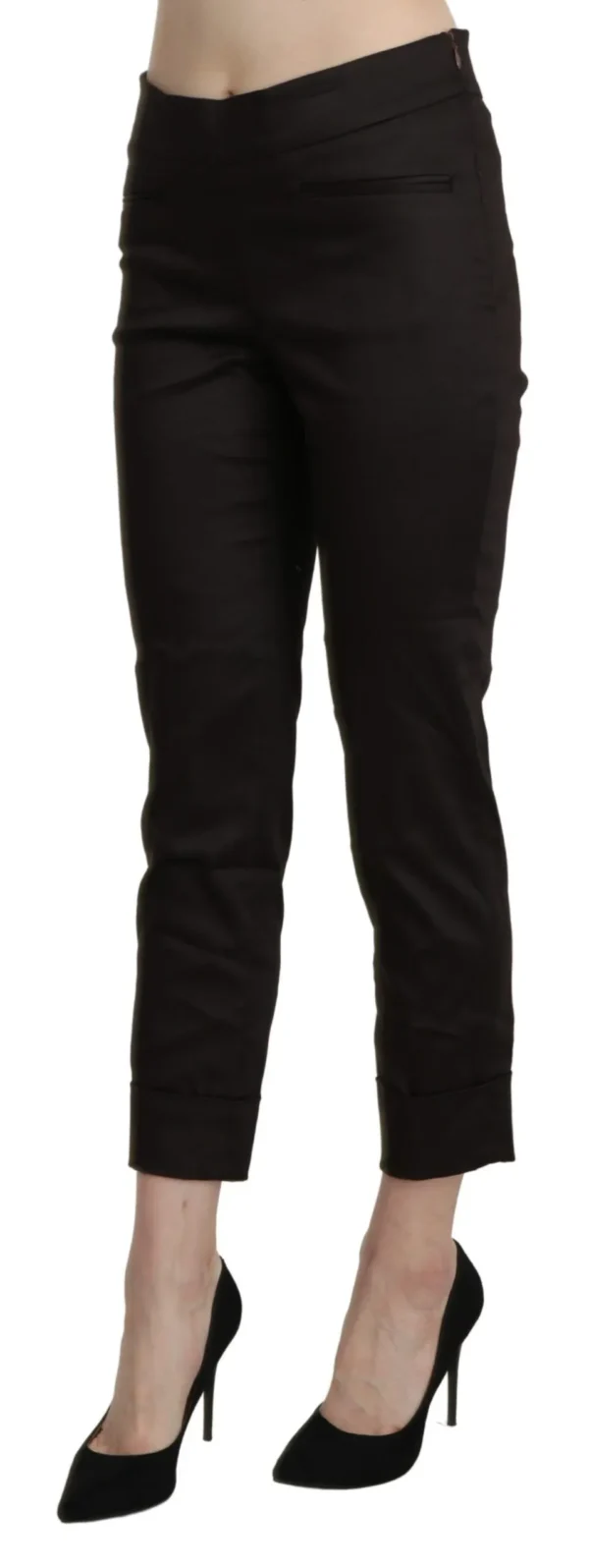 BENCIVENGA Women's Chic Brown Mid-Waist Skinny Cropped Pants