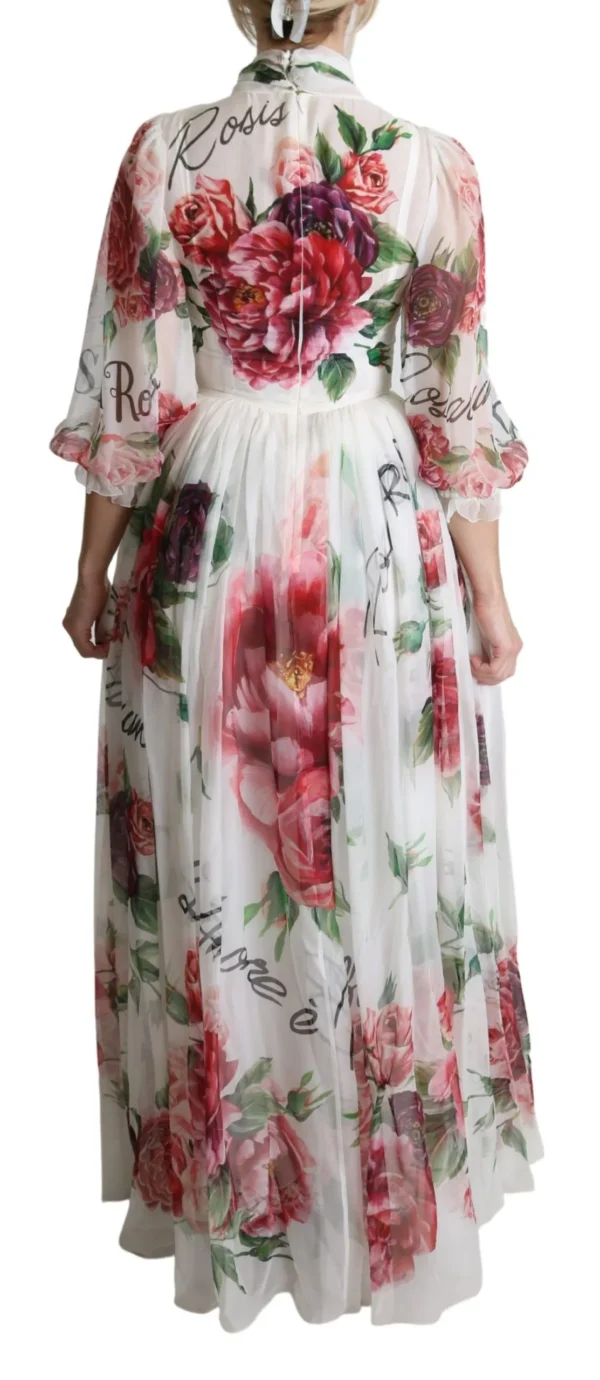 Dolce & Gabbana Women's Elegant Floral Scarf Neck Pleated Gown