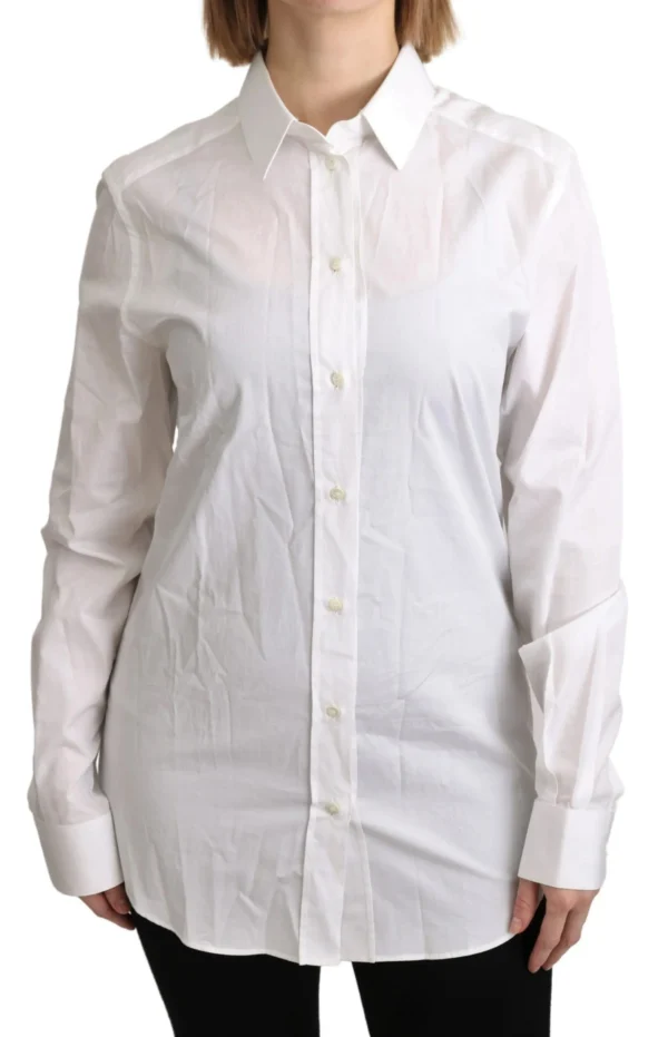 Dolce & Gabbana Women's Elegant White Cotton Dress Shirt