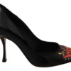 Dolce & Gabbana Women's Elegant Embroidered Black Leather Pumps