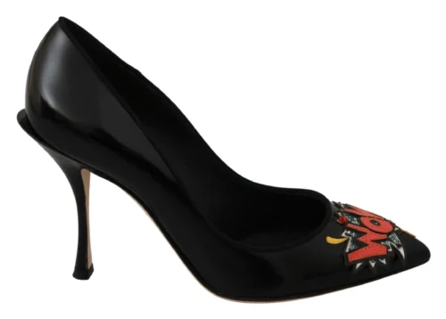 Dolce & Gabbana Women's Elegant Embroidered Black Leather Pumps