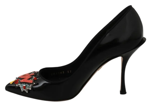 Dolce & Gabbana Women's Elegant Embroidered Black Leather Pumps