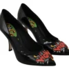 Dolce & Gabbana Women's Elegant Embroidered Black Leather Pumps