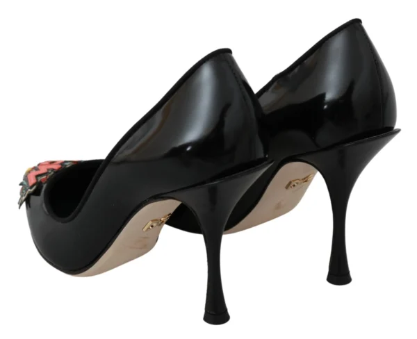 Dolce & Gabbana Women's Elegant Embroidered Black Leather Pumps