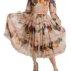 Dolce & Gabbana Women's Elegant Sheath Midi Rooster Print Dress