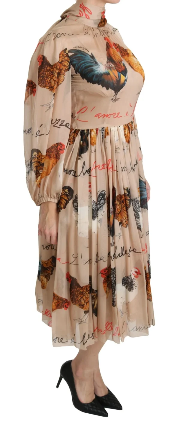 Dolce & Gabbana Women's Elegant Sheath Midi Rooster Print Dress