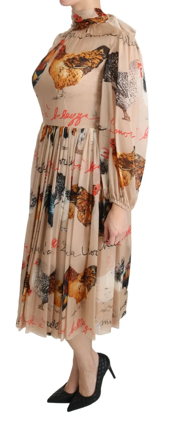 Dolce & Gabbana Women's Elegant Sheath Midi Rooster Print Dress