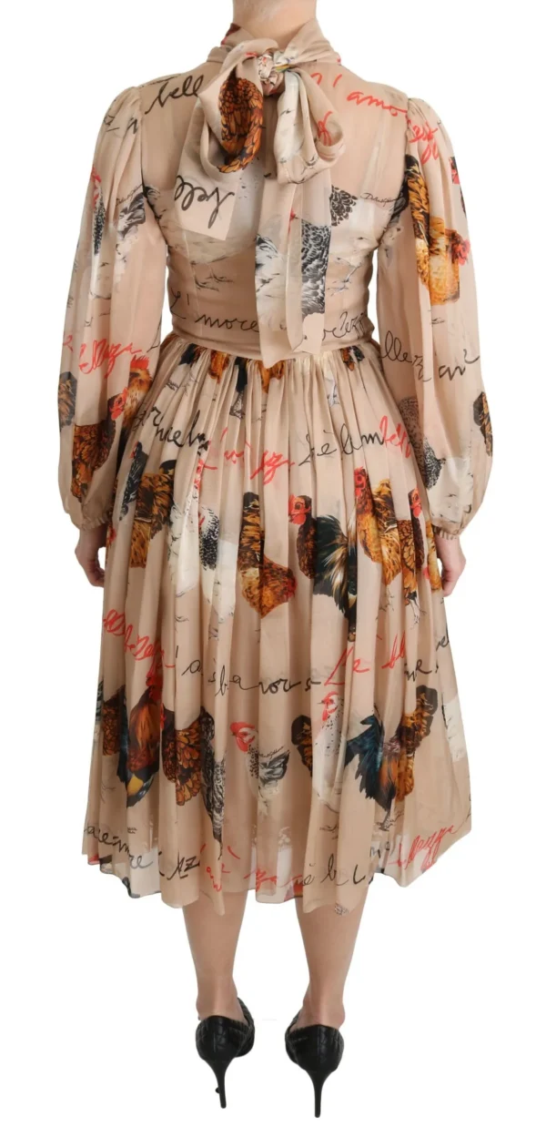 Dolce & Gabbana Women's Elegant Sheath Midi Rooster Print Dress
