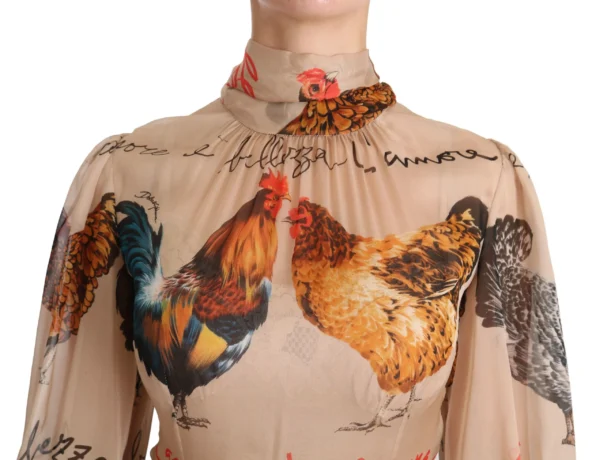 Dolce & Gabbana Women's Elegant Sheath Midi Rooster Print Dress