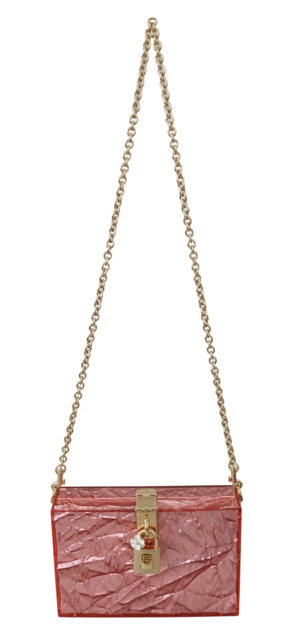 Dolce & Gabbana Women's Elegant Rose Pink Metallic Sheen Box Bag