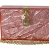Dolce & Gabbana Women's Elegant Rose Pink Metallic Sheen Box Bag