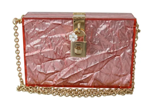 Dolce & Gabbana Women's Elegant Rose Pink Metallic Sheen Box Bag