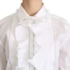 Dolce & Gabbana Women's White Ruffle Collared Blouse Cotton Top